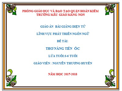Bài giảng Phát triển nhận thức Lớp Lá - Đề tài: Nàng tiên ốc - Năm học 2017-2018 - Nguyễn Thương Huyền