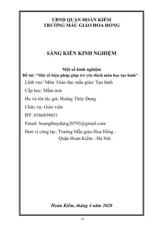 Sáng kiến kinh nghiệm Một số biện pháp giúp trẻ yêu thích môn học tạo hình Lớp Lá - Hoàng Thùy Dung