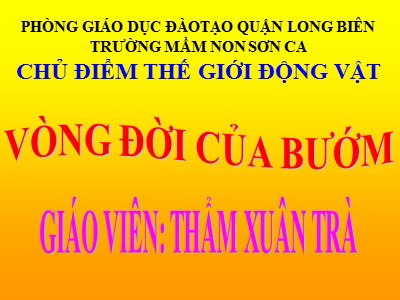 Bài giảng Khám phá khoa học Lớp Chồi - Đề tài: Vòng đời của bướm - Thẩm Xuân Trà