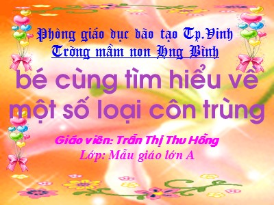 Bài giảng Khám phá khoa học Lớp Lá - Đề tài: Bé cùng tìm hiểu về một số loại côn trùng - Trần Thị Thu Hồng