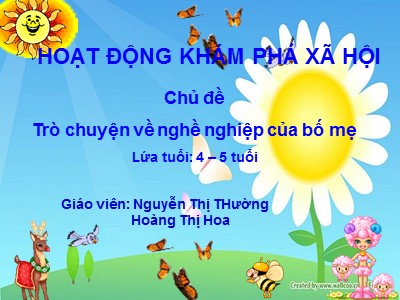 Bài giảng Khám phá xã hội Lớp Chồi - Đề tài: Trò chuyện về nghề nghiệp của bố mẹ - Nguyễn Thị Thường