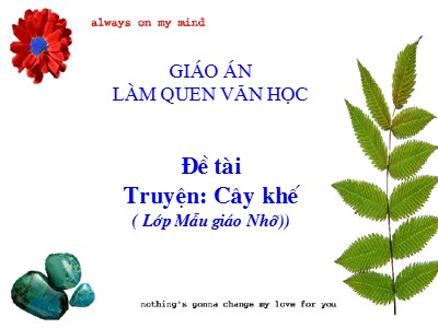 Bài giảng Làm quen văn học Lớp Chồi - Đề tài: Truyện Cây khế