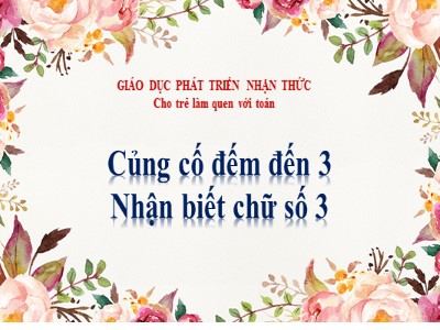 Bài giảng Làm quen với toán Lớp Chồi - Đề tài: Củng cố đếm đến 3. Nhận biết chữ số 3 - Trường Mầm non Chim Én