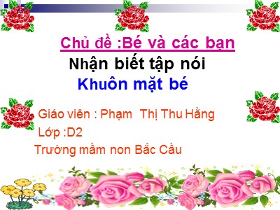 Bài giảng Nhận biết tập nói Lớp Nhà trẻ - Chủ đề: Bé và các bạn - Phạm Thị Thu Hằng