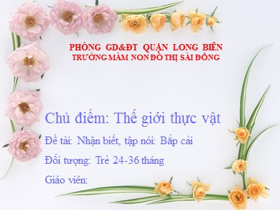 Bài giảng Nhận biết tập nói Lớp Nhà trẻ - Đề tài: Bắp cải - Trường Mầm non đô thị Sài Đông