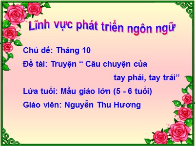 Bài giảng Phát triển ngôn ngữ Lớp Lá - Đề tài: Câu chuyện của tay phải, tay trái - Nguyễn Thu Hương