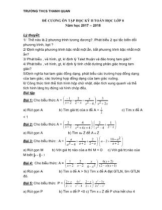 Đề cương ôn tập học kì II Toán Lớp 8 - Năm học 2017-2018 - Trường THCS Thanh Quan