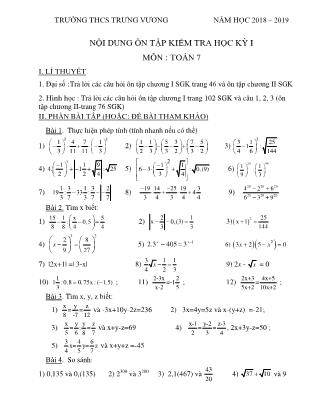 Đề cương ôn tập thi học kì I Toán Lớp 7 - Năm học 2018-2019 - Trường THCS Trưng Vương