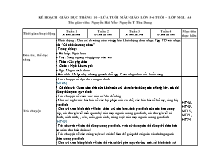 Giáo án Giáo dục tháng 10 Lớp Lá - Nguyễn Hải Yến