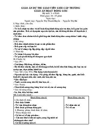 Giáo án Hoạt động góc Lớp Mầm - Nguyễn Thị Thanh Huyền
