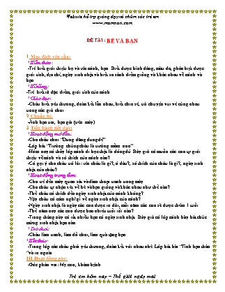 Giáo án Hoạt động khám phá Lớp Chồi - Đề tài: Bé và bạn