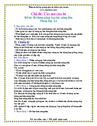 Giáo án Hoạt động khám phá Lớp Lá - Đề tài: Bé thăm nông trại bác nông dân