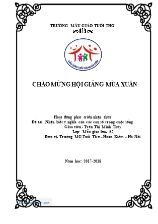 Giáo án Hoạt động phát triển nhận thức Lớp Lá - Đề tài: Nhận biết ý nghĩa của các con số trong cuộc sống - Năm học 2017-2018 - Trần Thị Minh Thủy