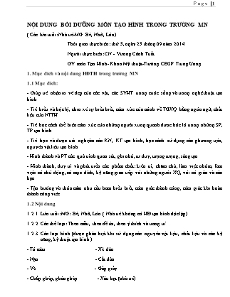 Giáo án Hoạt động tạo hình Khối Mầm non - Năm học 2014-2015 - Vương Cảnh Tuất