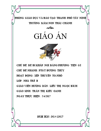 Giáo án Khám phá học học Lớp Nhà trẻ - Chủ đề: Bé đi khắp nơi bằng phương tiện gì - Năm học 2016-2017 - Liêu Thị Ngọc Bích