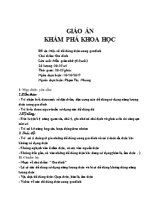 Giáo án Khám phá khoa học Lớp Chồi - Đề tài: Một số đồ dùng điện trong gia đình - Phạm Thị Nhung