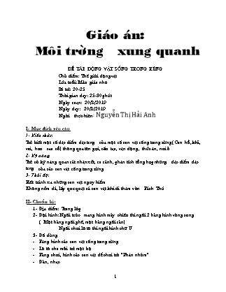 Giáo án Khám phá môi trường xung quanh Lớp Chồi - Đề tài: Động vật sống trong rừng - Nguyễn Thị Hải Anh