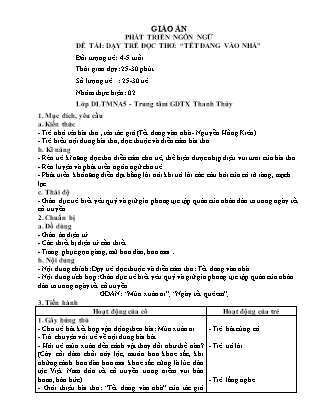 Giáo án Làm quen văn học Lớp Chồi - Đề tài: Dạy trẻ đọc thơ Tết đang vào nhà