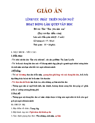 Giáo án Làm quen văn học Lớp Chồi - Đề tài: Thơ Em yêu nhà em