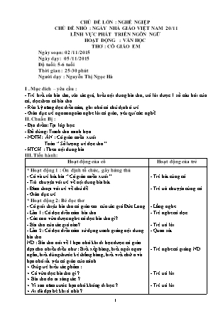 Giáo án Làm quen văn học Lớp Lá - Đề tài: Thơ Cô giáo em - Năm học 2015-2016 - Nguyễn Thị Ngọc Hà