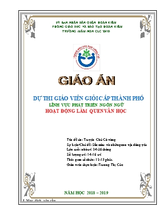 Giáo án Làm quen văn học Lớp Nhà trẻ - Đề tài: Truyện Chú Cá vàng - Năm học 2018-2019 - Trương Thị Cúc