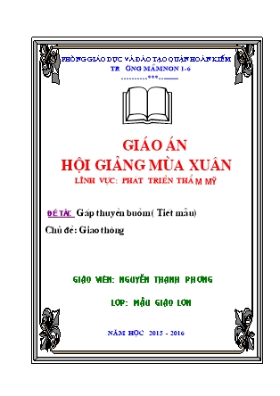 Giáo án Phát triển thẩm mĩ Lớp Lá - Đề tài: Gấp thuyền buồm - Năm học 2015-2016 - Nguyễn Thanh Phương