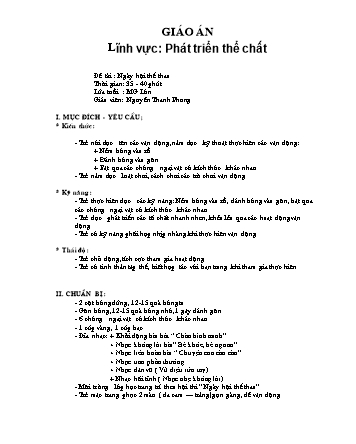 Giáo án Phát triển thể chất Lớp Chồi - Đề tài: Ngày hội thể thao - Nguyễn Thanh Phương