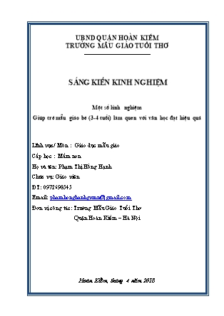 Sáng kiến kinh nghiệm Giúp trẻ mẫu giáo bé (3-4 tuổi) làm quen với văn học đạt hiệu quả - Năm học 2017-2018 - Phạm Thị Hồng Hạnh