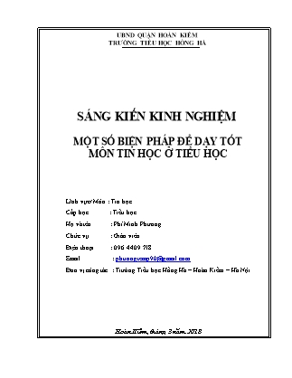 Sáng kiến kinh nghiệm Một số biện pháp để dạy tốt môn tin học ở Tiểu học - Phí Minh Phương