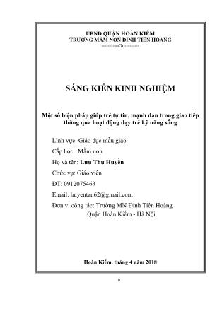 Sáng kiến kinh nghiệm Một số biện pháp giúp trẻ tự tin, mạnh dạn trong giao tiếp thông qua hoạt động dạy trẻ kỹ năng sống - Năm học 2017-2018 - Lưu Thu Huyền