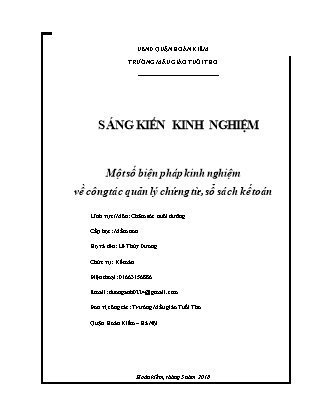 Sáng kiến kinh nghiệm Một số biện pháp kinh nghiệm về công tác quản lý chứng từ, sổ sách kế toán - Năm học 2017-2018 - Lê Thùy Dương