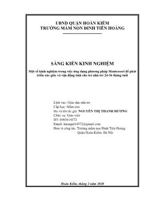 Sáng kiến kinh nghiệm Một số kinh nghiệm trong việc ứng dụng phương pháp Montessori để phát triển xúc giác và vận động tinh cho trẻ nhà trẻ 24-36 tháng tuổi - Năm học 2019-2020 - Nguyễn Thị Thanh Hương