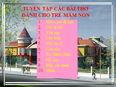 Tuyển tập các bài thơ dành cho trẻ mầm non