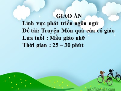 Bài giảng Làm quen văn học Lớp Chồi - Đề tài: Truyện Món quà của cô giáo