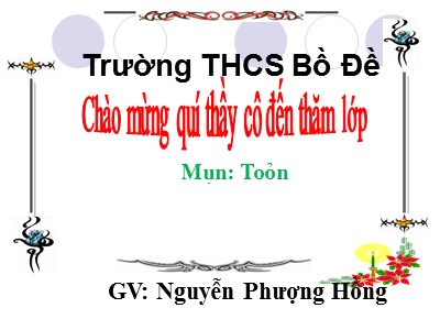 Bài giảng Hình học Lớp 7 - Tiết 38: Luyện tập Định lý Pi-ta-go - Nguyễn Phượng Hồng