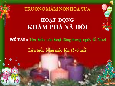 Bài giảng Khám phá xã hội Lớp Lá - Đề tài: Tìm hiểu các hoạt động trong ngày lễ Noel - Lê Thị Phương