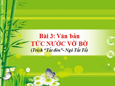 Bài giảng Ngữ văn Lớp 8 - Bài 3: Văn bản Tức nước vỡ bờ (Trích Tắt đèn - Ngô Tất Tố) - Năm học 2020-2021