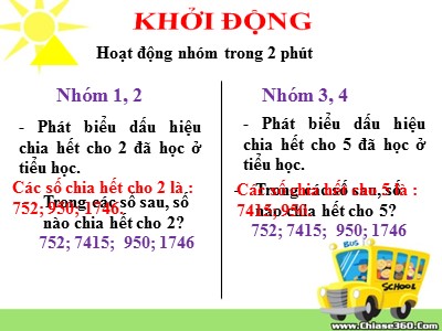 Bài giảng Số học Lớp 6 - Tiết 20, Bài 11: Dấu hiệu chia hết cho 2, cho 5