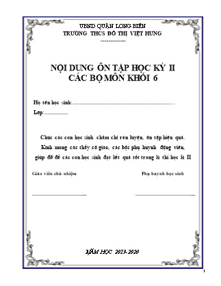 Câu hỏi ôn tập học kì I Các môn Lớp 6 - Năm học 2019-2020 - Trường THCS Đô thị Việt Hưng