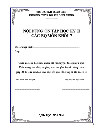 Câu hỏi ôn tập học kì II Các môn Lớp 7 - Năm học 2019-2020 - Trường THCS Đô thị Việt Hưng