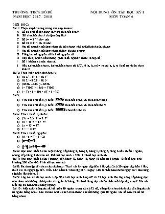 Đề cương ôn tập học kì I Toán Lớp 6 - Năm học 2017-2018 - Trường THCS Bồ Đề