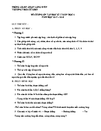 Đề cương ôn tập học kì I Toán Lớp 6 - Năm học 2017-2018 - Trường THCS Cự Khối