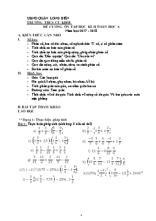 Đề cương ôn tập học kì II Toán Lớp 6 - Năm học 2017-2018 - Trường THCS Cự Khối