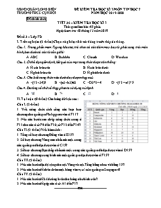 Đề kiểm tra học kì I Tin học Lớp 7 - Đề 3 - Năm học 2019-2020 - Trường THCS Cự Khối