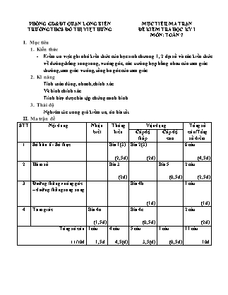 Đề kiểm tra học kì I Toán Lớp 7 - Năm học 2015-2016 - Trường THCS Đô thị Việt Hưng