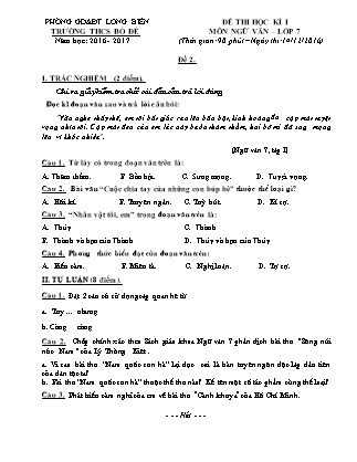 Đề thi học kì I Ngữ văn Lớp 7 - Đề 2 - Năm học 2016-2017 - Trường THCS Bồ Đề
