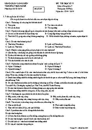 Đề thi học kì II Giáo dục công dân Lớp 7 - Mã đề 209 - Năm học 2018-2019 - Trường THCS Bồ Đề