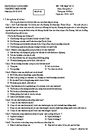 Đề thi học kì II Giáo dục công dân Lớp 7 - Mã đề 485 - Năm học 2018-2019 - Trường THCS Bồ Đề