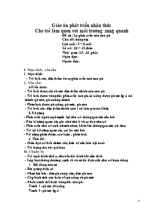 Giáo án Làm quen môi trường xung quanh Lớp Lá - Đề tài: Sự phát triển của con gà