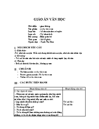 Giáo án Làm quen văn học Lớp Chồi - Đề tài: Kể chuyện Xe lu và xe ca - Trịnh Thị Hoa